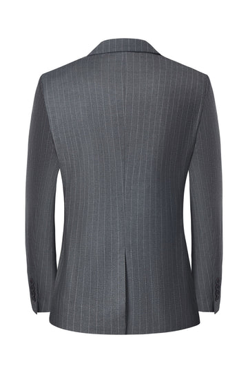 Menns grå 3-delt hakket lapel slim fit bryllup dresser